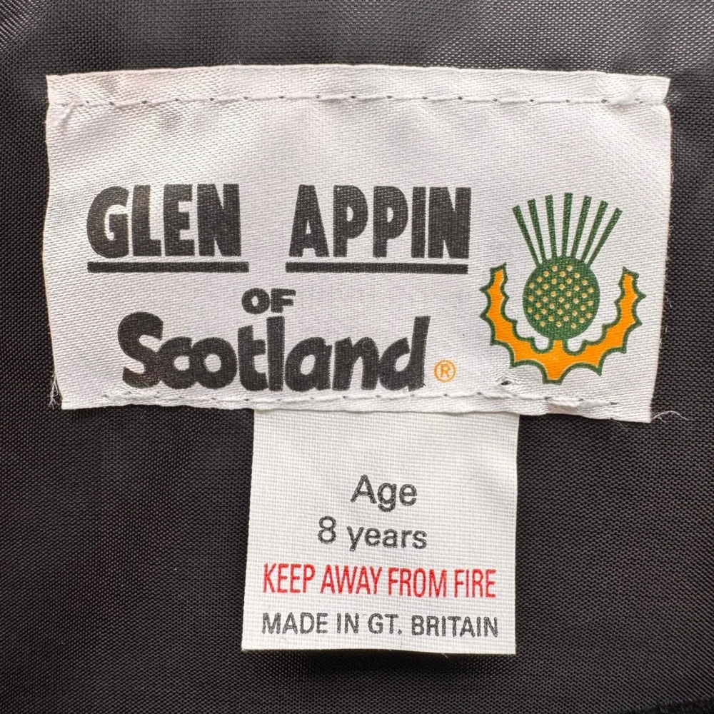 Vintage Glen Appin Scotland Boys Black Velvet Waistcoat Celtic Buttons Age 8 UK